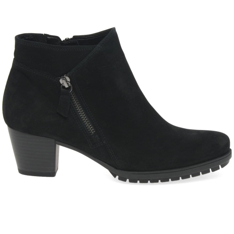 Gabour | Bottines Olivetti Exclusives En Nubuck Noir Pour Femme à Fermeture Zippée